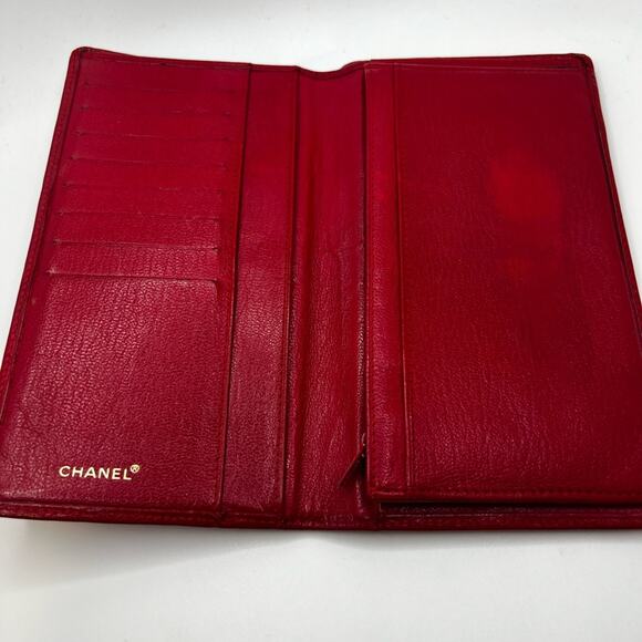 GUC Chanel Red Leather Long Wallet - Picture 5 of 13